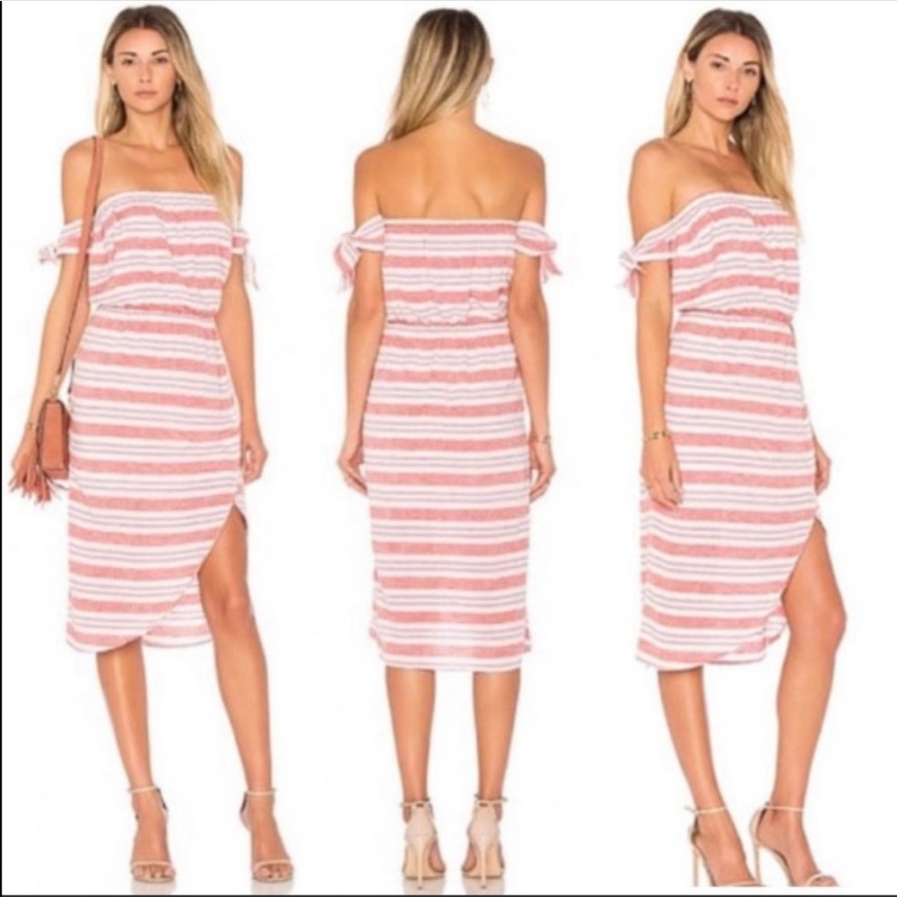 NWT Lovers + Friends Mara Linen Striped Midi Dress